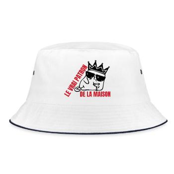 Der wahre Chef des Katzenhauses - Bucket Hat - Weiß/Navy - Vorne