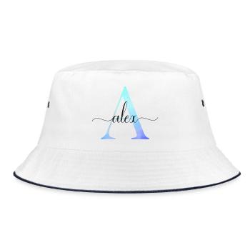 A| Monogramme | Nom | Alex | Aquarelle - Bob - blanc/marine - Devant