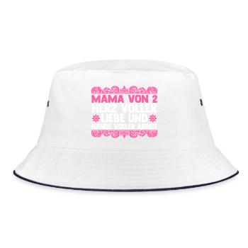 Mama Von 2 Kindern - Bucket Hat - Weiß/Navy - Vorne