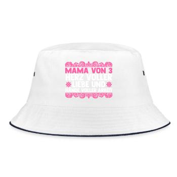 Mama Von 3 Kindern - Bucket Hat - Weiß/Navy - Vorne