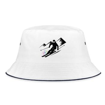Skiurlaub Skifahrer Skifahren Wintersport - Bucket Hat - Weiß/Navy - Vorne