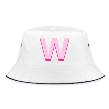 Pop und moderner rosa Buchstabe w - Bucket Hat - Weiß/Navy - Vorne