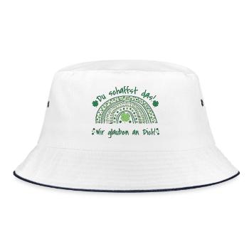 Du schaffst das! - Wir glauben an dich! - Bucket Hat - Weiß/Navy - Vorne
