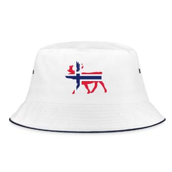 Norwegen Norge Norway Elch Flagge - Bucket Hat - Weiß/Navy - Vorne