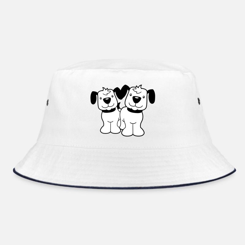 2 Hunde Team Stehen Zwei Freunde Crew Glücklich Bucket Hat