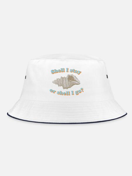 Muschel oder gehen? - Bucket Hat - Weiß/Navy - Vorne