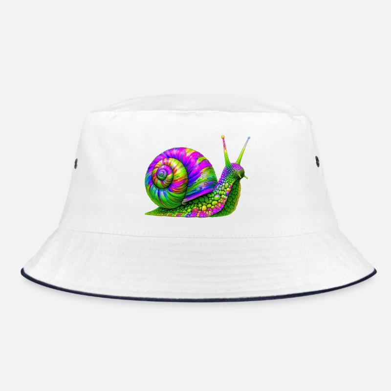 Schnecke - Bucket Hat - Weiß/Navy