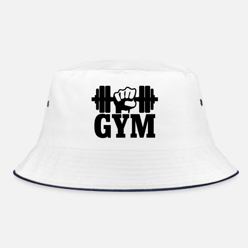 GYM Fist with Dumbbell - Bucket Hat - white/navy