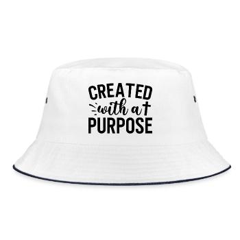 created with a purpose - Bucket Hat - Weiß/Navy - Vorne