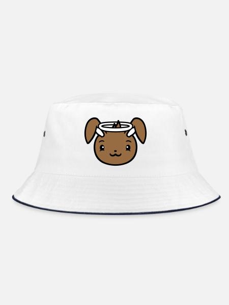 Bunny Angel Holy Heaven Good Love Halo - Bucket Hat - white/navy - Front