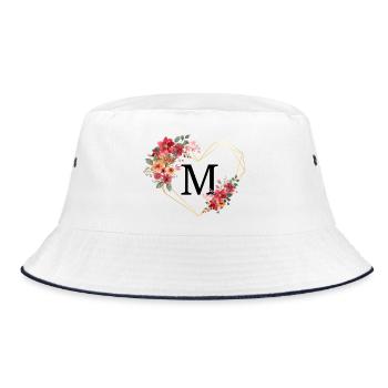 Lettre m cœur doré floral - Bob - blanc/marine - Devant