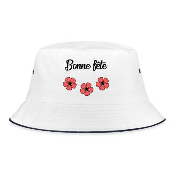 HAPPY BIRTHDAY. HEART. HAPPY MOTHER'S DAY. MOM. FEAST - Bucket Hat - white/navy - Front