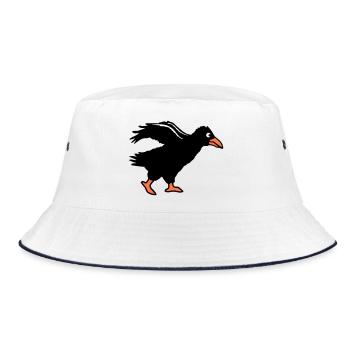 Raven bird walks crow fast running running funny - Bucket Hat - white/navy - Front