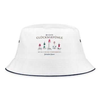 Rügen, Poel, Usedom, Hiddensee Handzeichnung - Bucket Hat - Weiß/Navy - Vorne