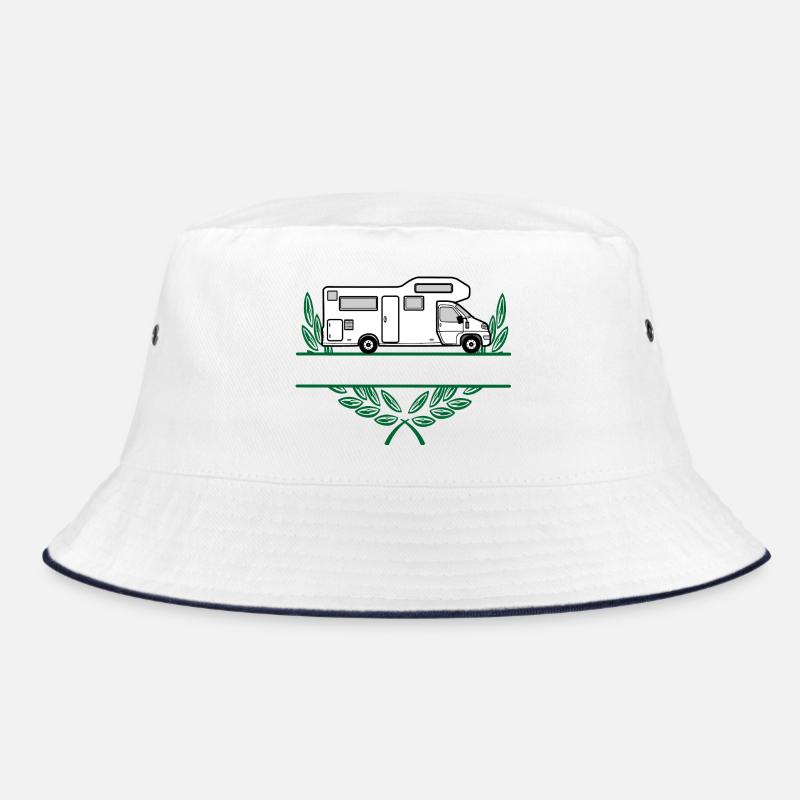 Camper in wreath with space for text or name Bucket Hat
