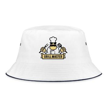 Grill Master (Grillen / Barbecue / BBQ / 2C) - Bucket Hat - Weiß/Navy - Vorne