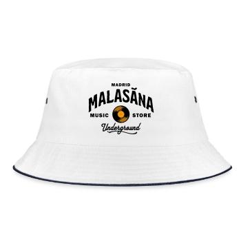 Madrid Malasaña Music Store Underground - Vintage - Bucket Hat - Weiß/Navy - Vorne