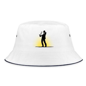 Saxophonist in scene - Bucket Hat - white/navy - Front