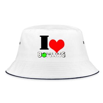 Bowling Liebe Herz - Bucket Hat - Weiß/Navy - Vorne