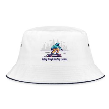 Rolling Through Life - Bucket Hat - Weiß/Navy - Vorne