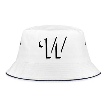 Letter W, name, the letter W - Bucket Hat - white/navy - Front