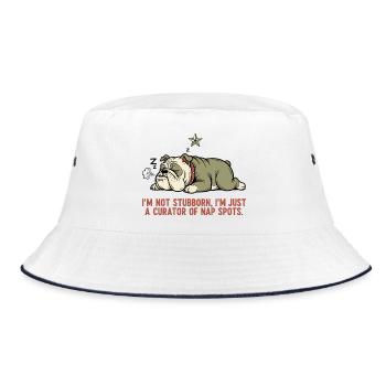 I am a curator of sleeping places - Bucket Hat - white/navy - Front
