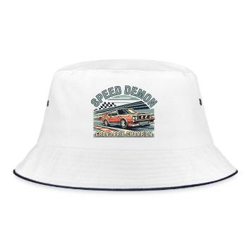 Racing Car Speed Demón Design - Bucket Hat - white/navy - Front