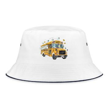 Haunted School Bus with Ghosts and Witch - Bucket Hat - white/navy - Front