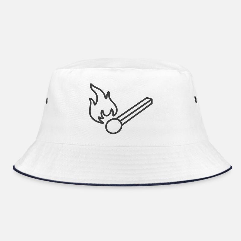 Brennendes Streichholz-Liniensymbol Bucket Hat