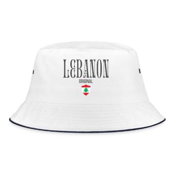 Lebanese pride, minimalist sleek design - Bucket Hat - white/navy - Front