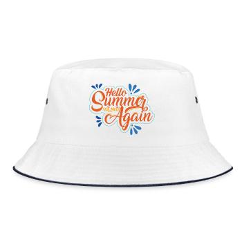 Sommerliche Aufschrift mit Fröhlichkeit - Bucket Hat - Weiß/Navy - Vorne