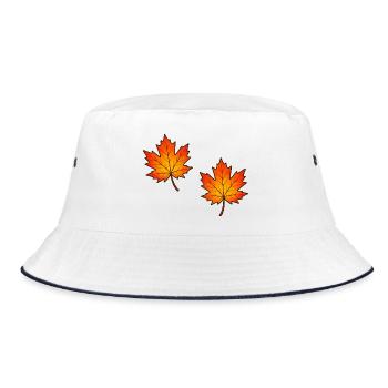 Autumnal Maple Leaves Illustration - Bucket Hat - white/navy - Front