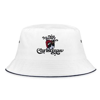 Festive Cat Christmas Illustration - Bucket Hat - white/navy - Front