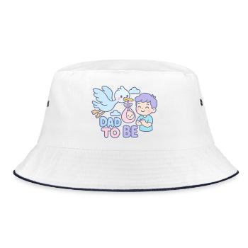 Der Storch und der werdende Vater - Bucket Hat - Weiß/Navy - Vorne