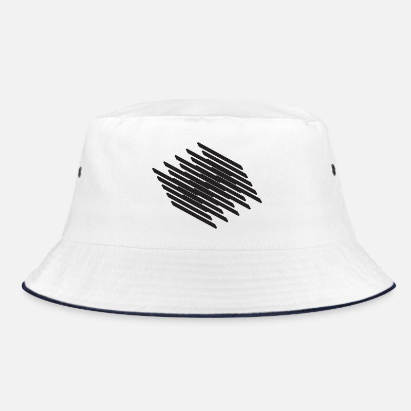 Diagonal Scribble Monochrome Pattern Bucket Hat