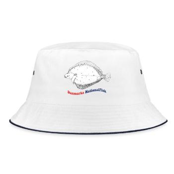 Dänemarks nationale Fisch-Rüben-Spaette - Bucket Hat - Weiß/Navy - Vorne