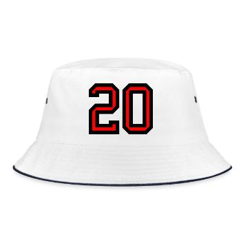 20. 20. JAHRESTAG. 20-JÄHRIGES JUBILÄUM. 20 JAHRE. - Bucket Hat - Weiß/Navy - Vorne