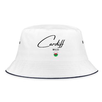 Elegantes Design Cardiff, walisischer Stolz - Bucket Hat - Weiß/Navy - Vorne