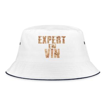 Expert en Vin – Design en bouchons de vin - Bucket Hat - Weiß/Navy - Vorne