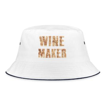 Winemaker – Real Cork Lettering Design - Bucket Hat - Weiß/Navy - Vorne