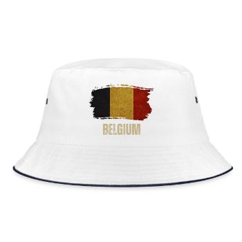 Drapeau grunge de la Belgique, fierté belge - Bob - blanc/marine - Devant