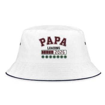 Papa 2026 Loading - Bucket Hat - Weiß/Navy - Vorne