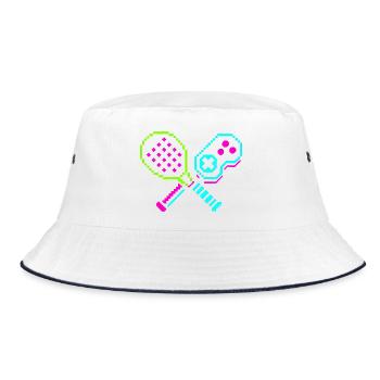 Retro Arcade Neon Paddles - Bucket Hat - white/navy - Front