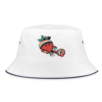 Fraise jouant au tennis avec bandeau rétro - Bob - blanc/marine - Devant