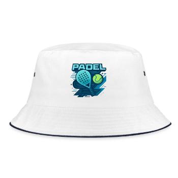 Padel Logo Schläger Ball Dynamik - Bucket Hat - Weiß/Navy - Vorne