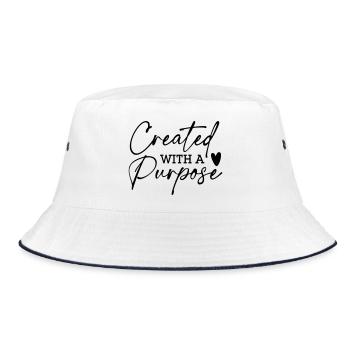 Createtd with a Purpose - Bucket Hat - Weiß/Navy - Vorne
