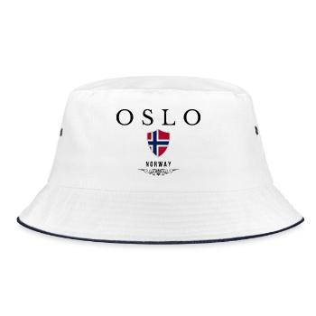 Souvenir Oslo, Oslo Norwegen - Bucket Hat - Weiß/Navy - Vorne