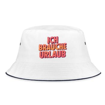 Ich brauche Urlaub 3D Schrift - Bucket Hat - Weiß/Navy - Vorne