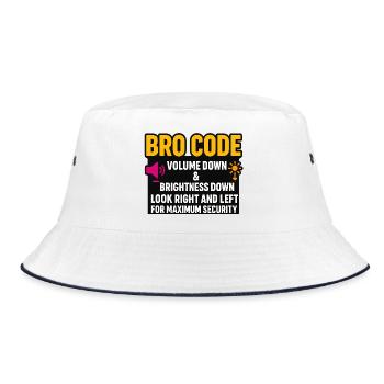 Bro Code Volume Down Look Right Left, Funny  - Bucket Hat - white/navy - Front