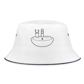 Sink Bathroom Plumbing Vector - Bucket Hat - white/navy - Front